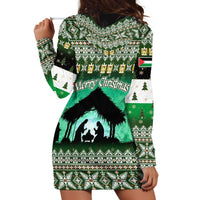 Palestine Christmas Hoodie Dress with Green-White Theme, Tree Ornaments, and Nativity Scene Motif - Wonder Print Shop