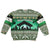 Palestine Christmas Kid Ugly Christmas Sweater with Green-White Theme, Tree Ornaments, and Nativity Scene Motif - Wonder Print Shop