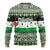 Palestine Christmas Ugly Christmas Sweater with Green-White Theme, Tree Ornaments, and Nativity Scene Motif - Wonder Print Shop