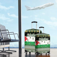 Palestine Christmas Luggage Cover with Green-White Theme, Tree Ornaments, and Nativity Scene Motif - Wonder Print Shop