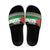 Palestine Christmas Slide Sandals with Green-White Theme, Tree Ornaments, and Nativity Scene Motif - Wonder Print Shop