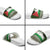 Palestine Christmas Slide Sandals with Green-White Theme, Tree Ornaments, and Nativity Scene Motif - Wonder Print Shop