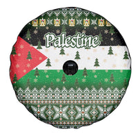 Palestine Christmas Spare Tire Cover with Green-White Theme, Tree Ornaments, and Nativity Scene Motif - Wonder Print Shop