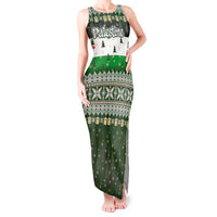 Palestine Christmas Tank Maxi Dress with Green-White Theme, Tree Ornaments, and Nativity Scene Motif - Wonder Print Shop