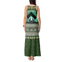 Palestine Christmas Tank Maxi Dress with Green-White Theme, Tree Ornaments, and Nativity Scene Motif - Wonder Print Shop