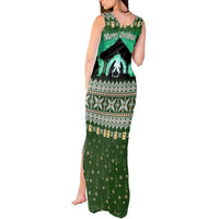 Palestine Christmas Tank Maxi Dress with Green-White Theme, Tree Ornaments, and Nativity Scene Motif - Wonder Print Shop
