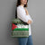 Palestine Christmas Tote Bag with Green-White Theme, Tree Ornaments, and Nativity Scene Motif - Wonder Print Shop
