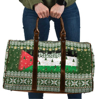 Palestine Christmas Travel Bag with Green-White Theme, Tree Ornaments, and Nativity Scene Motif - Wonder Print Shop