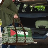 Palestine Christmas Travel Bag with Green-White Theme, Tree Ornaments, and Nativity Scene Motif - Wonder Print Shop