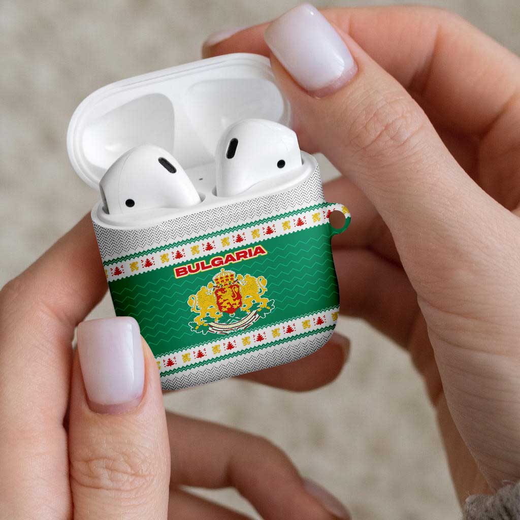 Bulgaria Christmas AirPods Case with Green-White Theme, Coat of Arms, and National Flag Motif - Wonder Print Shop
