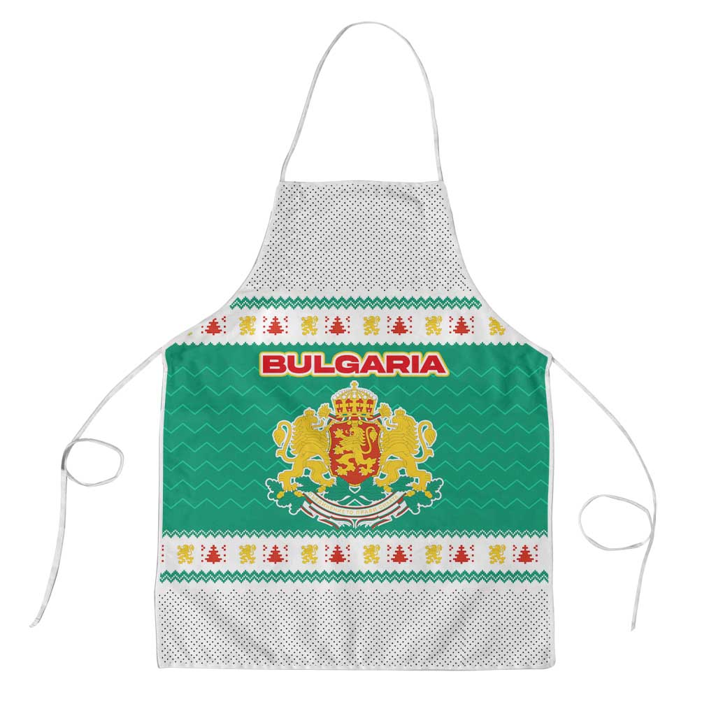 Bulgaria Christmas Apron with Green-White Theme, Coat of Arms, and National Flag Motif - Wonder Print Shop