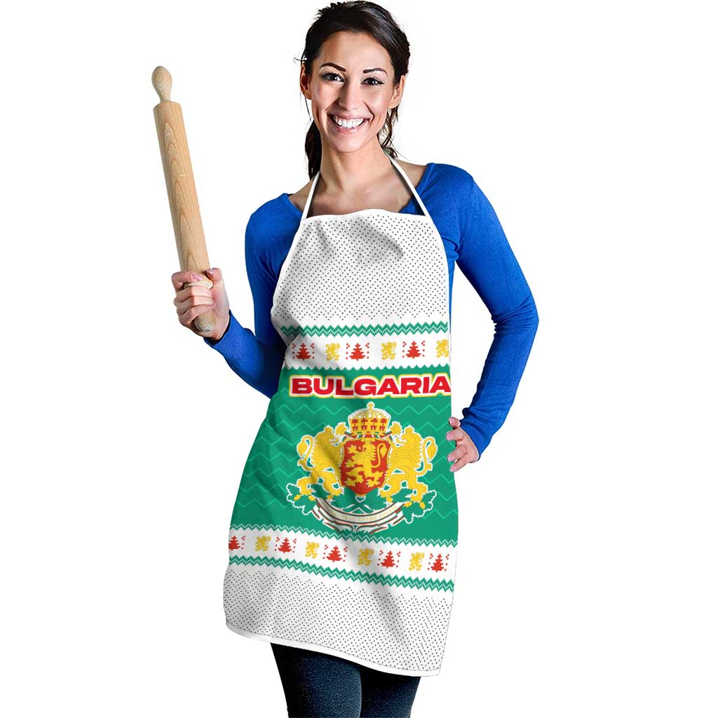Bulgaria Christmas Apron with Green-White Theme, Coat of Arms, and National Flag Motif - Wonder Print Shop