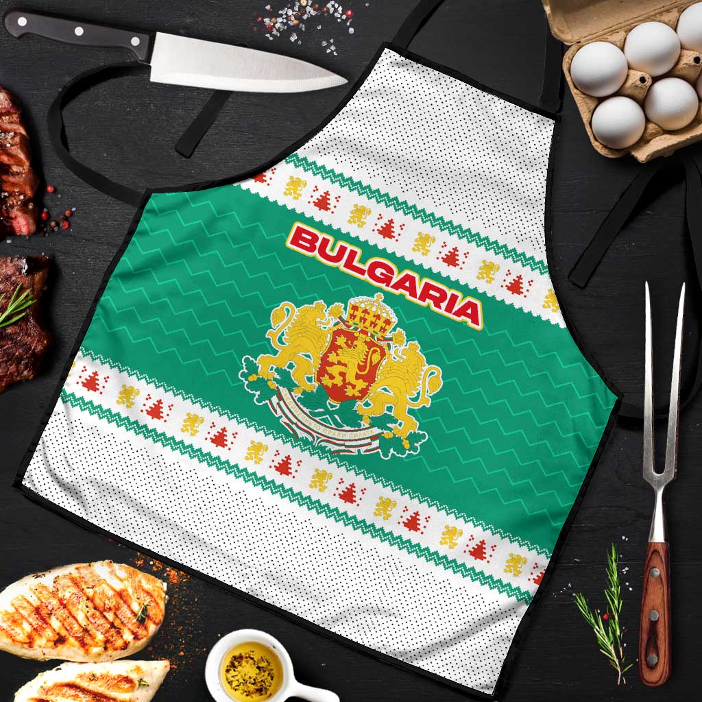 Bulgaria Christmas Apron with Green-White Theme, Coat of Arms, and National Flag Motif - Wonder Print Shop
