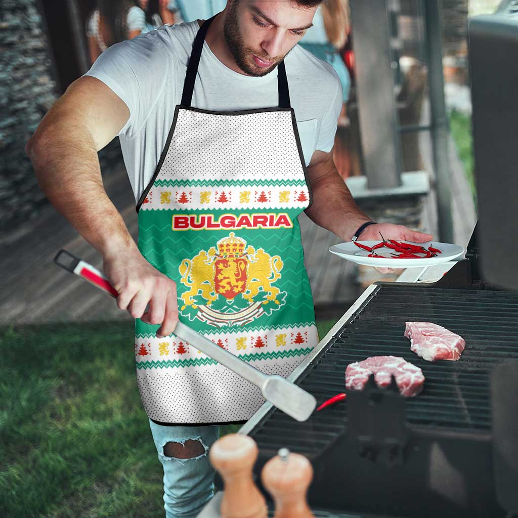 Bulgaria Christmas Apron with Green-White Theme, Coat of Arms, and National Flag Motif - Wonder Print Shop