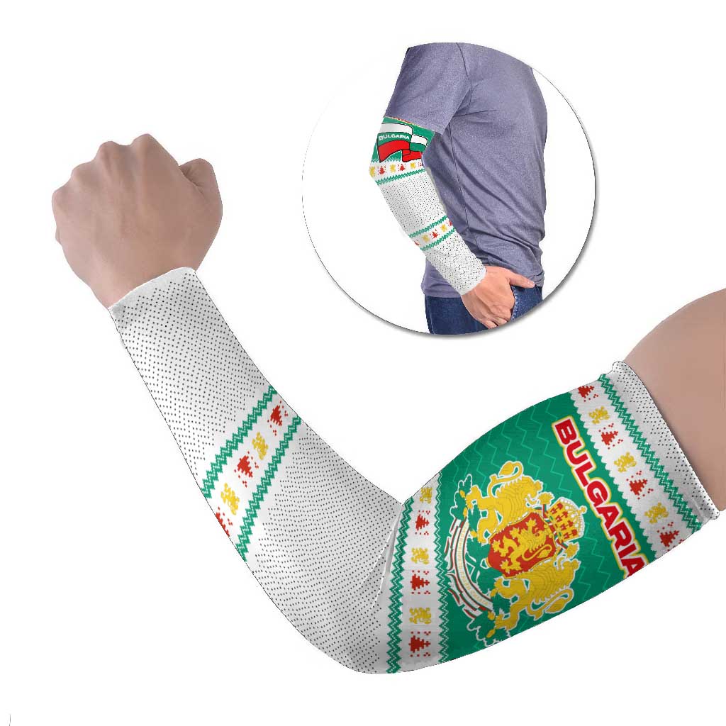 Bulgaria Christmas Arm Sleeves with Green-White Theme, Coat of Arms, and National Flag Motif - Wonder Print Shop