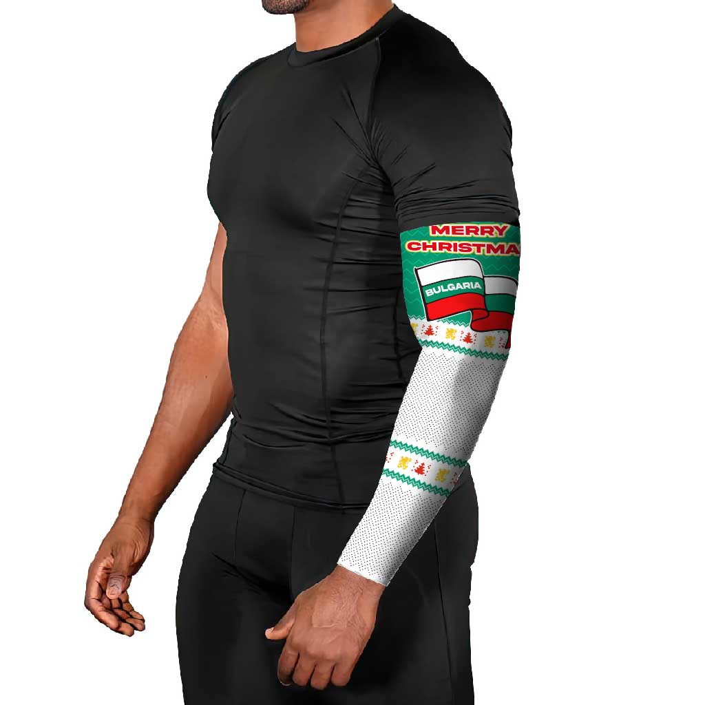 Bulgaria Christmas Arm Sleeves with Green-White Theme, Coat of Arms, and National Flag Motif - Wonder Print Shop