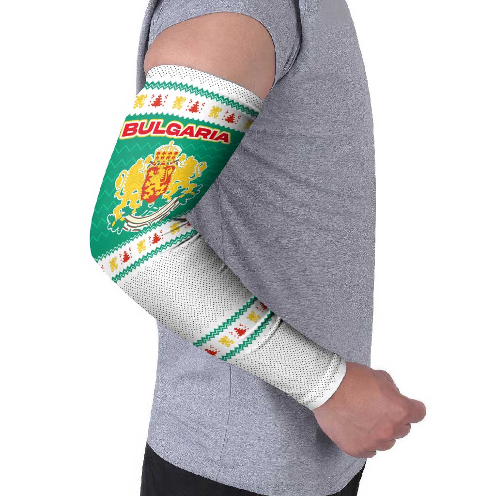 Bulgaria Christmas Arm Sleeves with Green-White Theme, Coat of Arms, and National Flag Motif - Wonder Print Shop