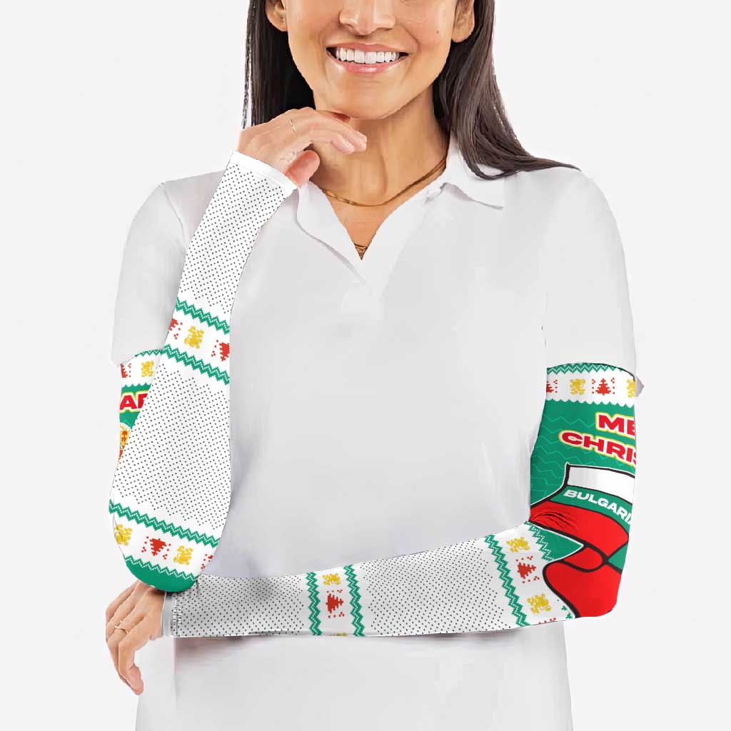 Bulgaria Christmas Arm Sleeves with Green-White Theme, Coat of Arms, and National Flag Motif - Wonder Print Shop