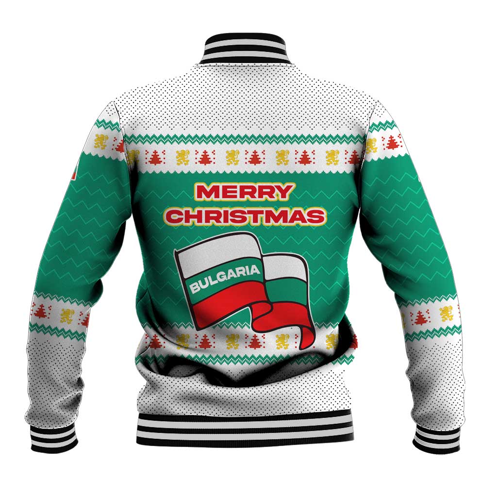 Bulgaria Christmas Baseball Jacket with Green-White Theme, Coat of Arms, and National Flag Motif - Wonder Print Shop
