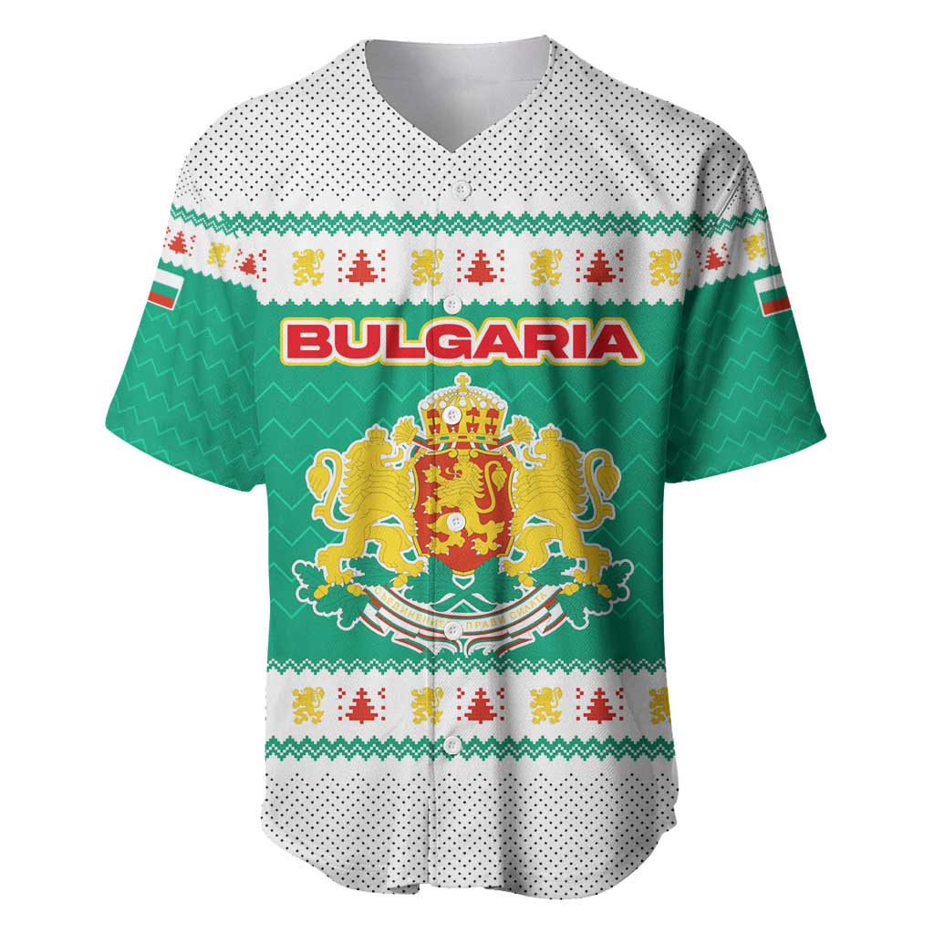 Bulgaria Christmas Baseball Jersey with Green-White Theme, Coat of Arms, and National Flag Motif - Wonder Print Shop