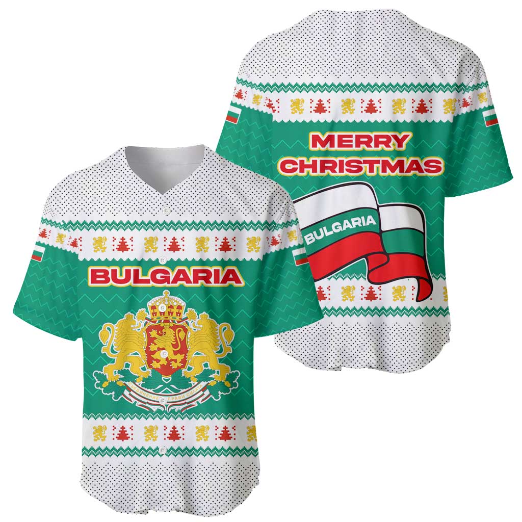 Bulgaria Christmas Baseball Jersey with Green-White Theme, Coat of Arms, and National Flag Motif - Wonder Print Shop
