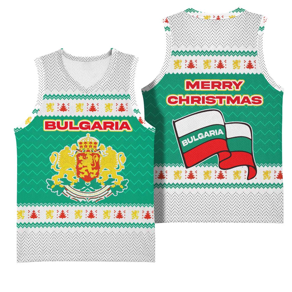 Bulgaria Christmas Basketball Jersey with Green-White Theme, Coat of Arms, and National Flag Motif - Wonder Print Shop