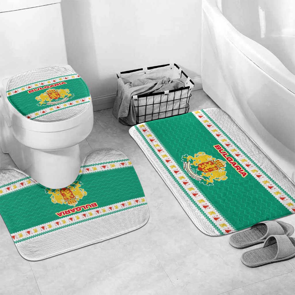 Bulgaria Christmas Bathroom Set with Green-White Theme, Coat of Arms, and National Flag Motif - Wonder Print Shop