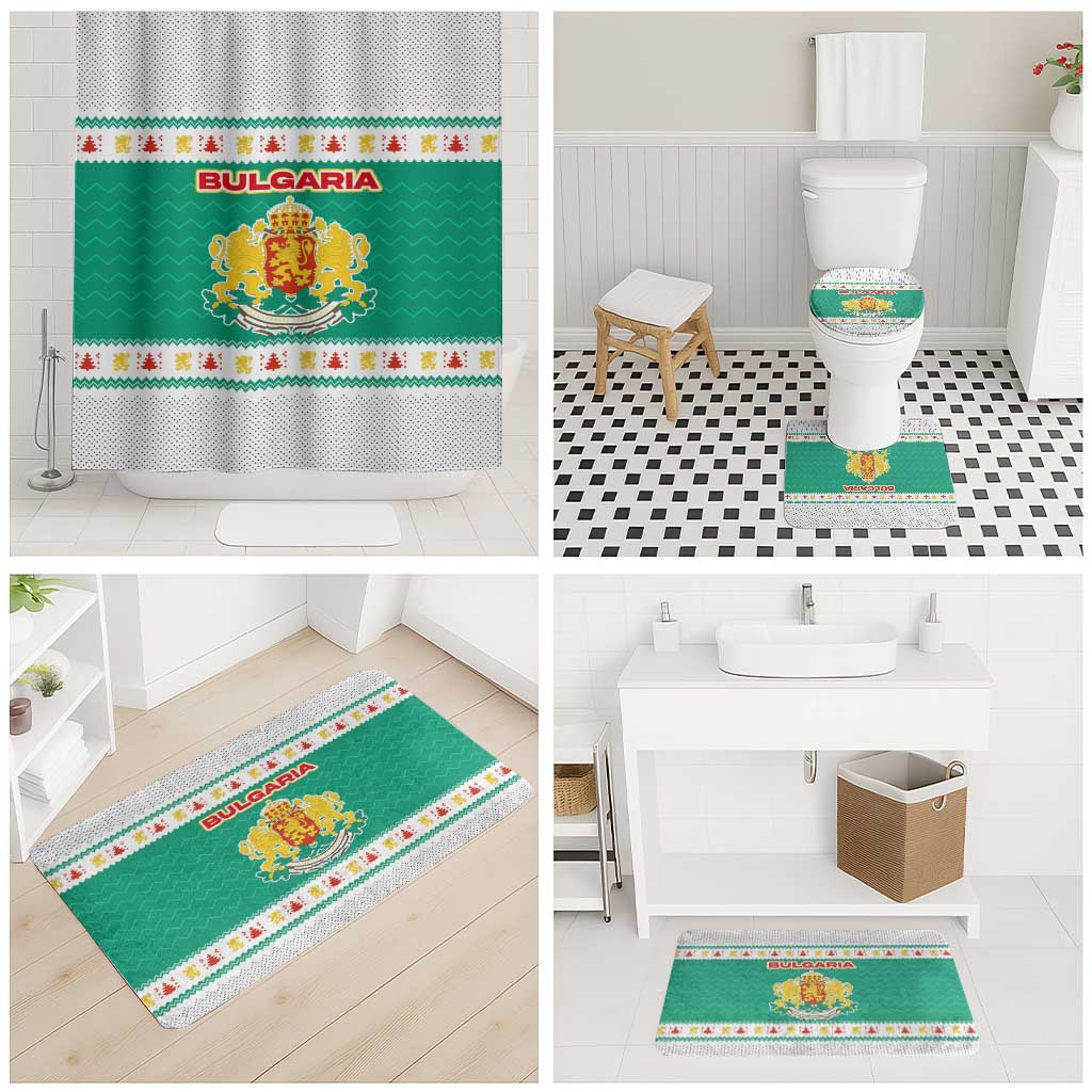 Bulgaria Christmas Bathroom Set with Green-White Theme, Coat of Arms, and National Flag Motif - Wonder Print Shop