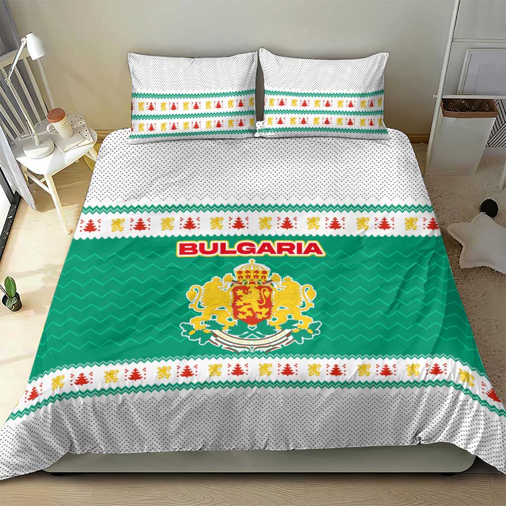 Bulgaria Christmas Bedding Set with Green-White Theme, Coat of Arms, and National Flag Motif - Wonder Print Shop