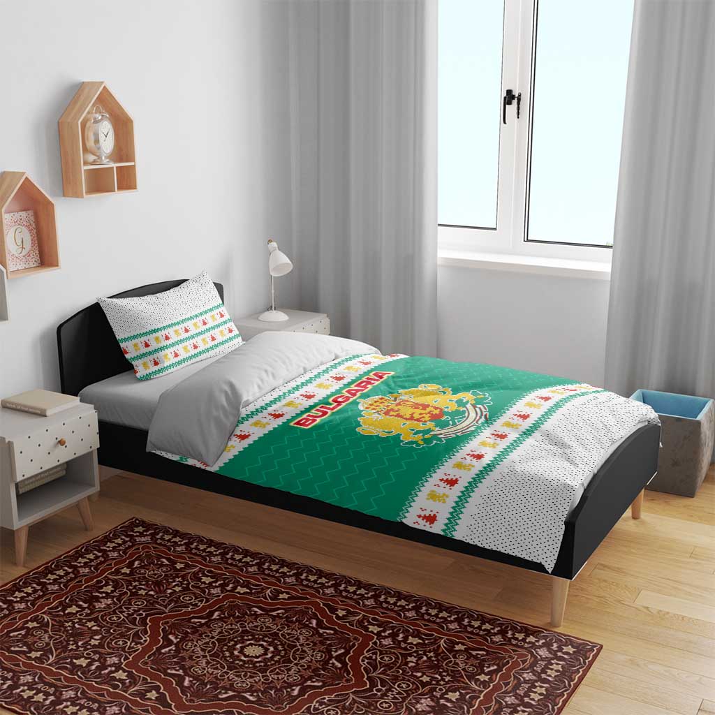 Bulgaria Christmas Bedding Set with Green-White Theme, Coat of Arms, and National Flag Motif - Wonder Print Shop