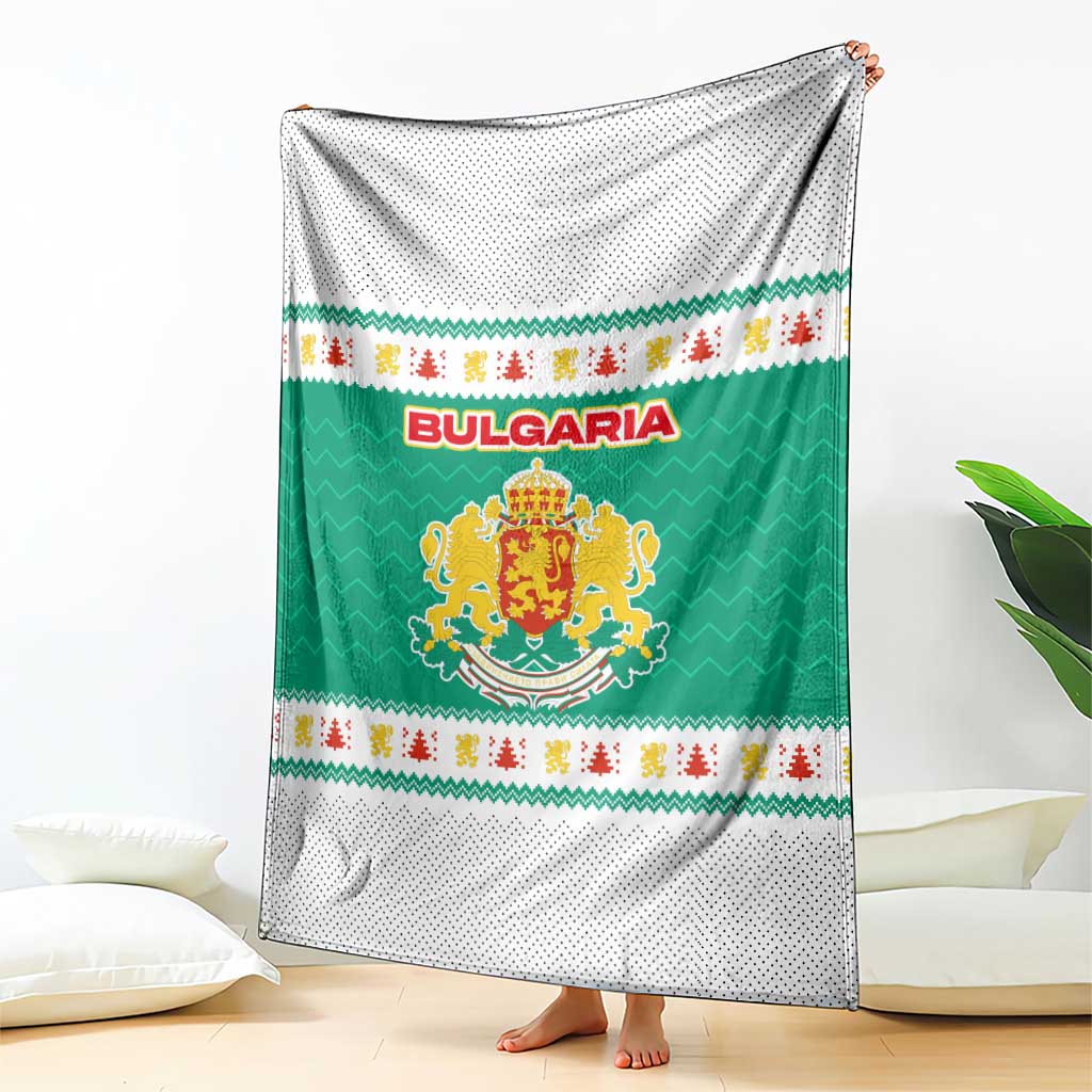 Bulgaria Christmas Blanket with Green-White Theme, Coat of Arms, and National Flag Motif - Wonder Print Shop