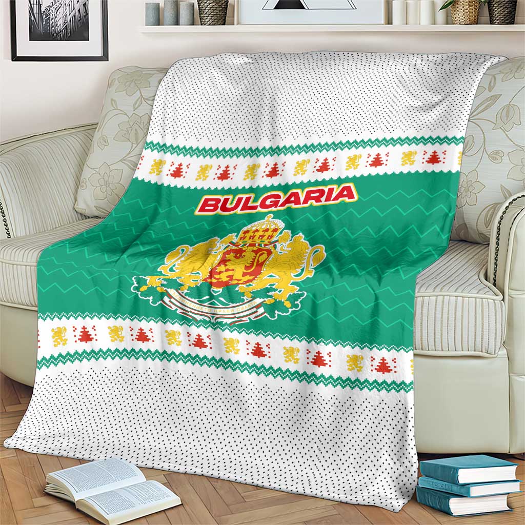 Bulgaria Christmas Blanket with Green-White Theme, Coat of Arms, and National Flag Motif - Wonder Print Shop