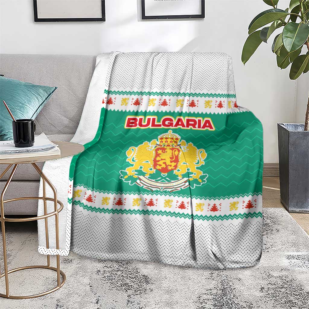 Bulgaria Christmas Blanket with Green-White Theme, Coat of Arms, and National Flag Motif - Wonder Print Shop