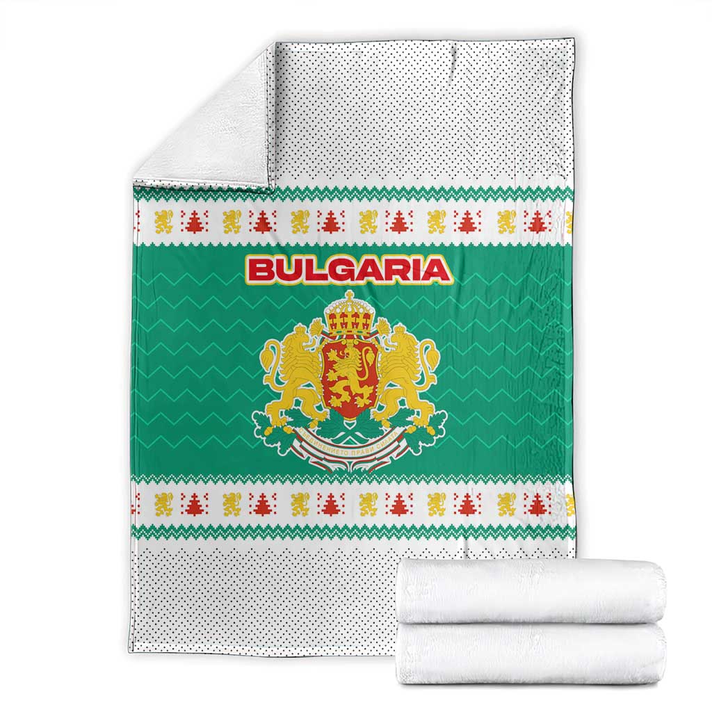 Bulgaria Christmas Blanket with Green-White Theme, Coat of Arms, and National Flag Motif - Wonder Print Shop