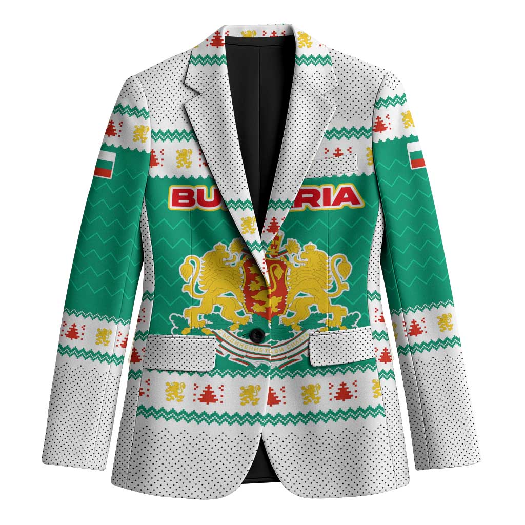 Bulgaria Christmas Blazer with Green-White Theme, Coat of Arms, and National Flag Motif - Wonder Print Shop