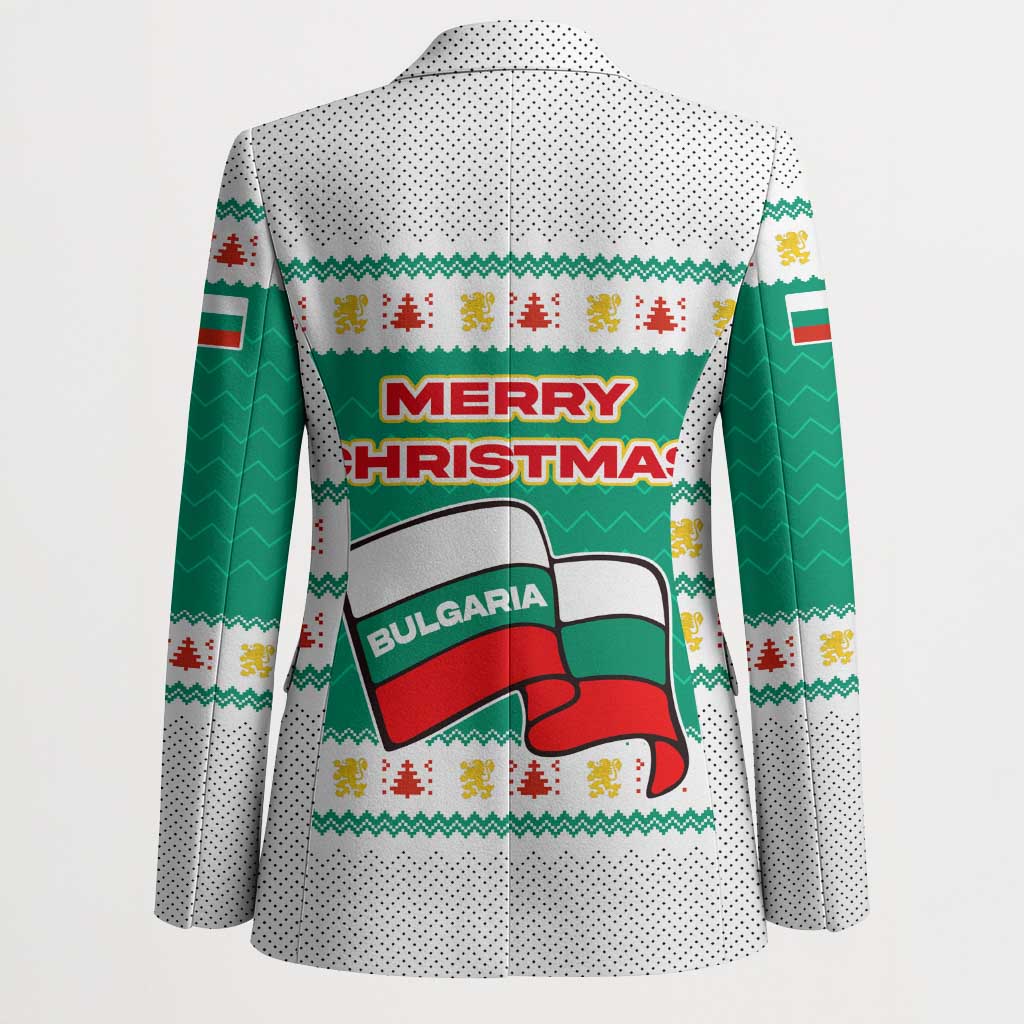 Bulgaria Christmas Blazer with Green-White Theme, Coat of Arms, and National Flag Motif - Wonder Print Shop