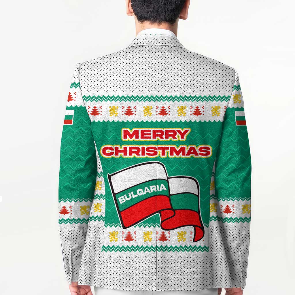 Bulgaria Christmas Blazer with Green-White Theme, Coat of Arms, and National Flag Motif - Wonder Print Shop