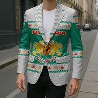 Bulgaria Christmas Blazer with Green-White Theme, Coat of Arms, and National Flag Motif - Wonder Print Shop