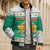 Bulgaria Christmas Bomber Puffer Jacket with Green-White Theme, Coat of Arms, and National Flag Motif - Wonder Print Shop