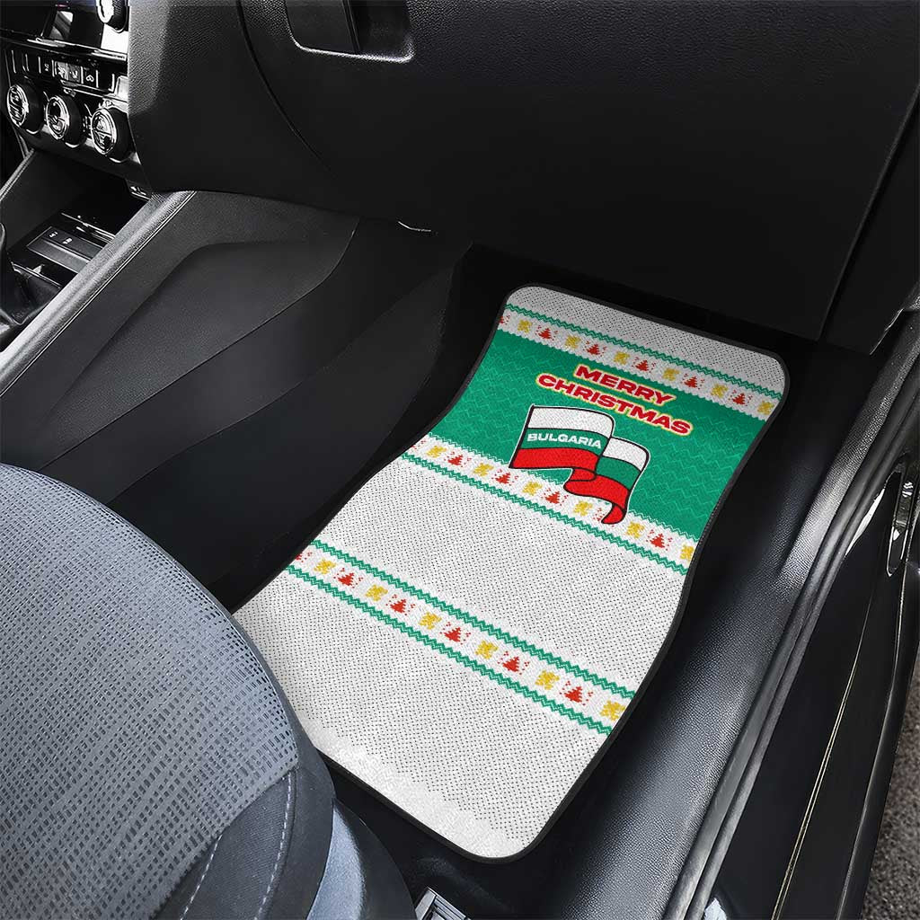 Bulgaria Christmas Car Mats with Green-White Theme, Coat of Arms, and National Flag Motif - Wonder Print Shop