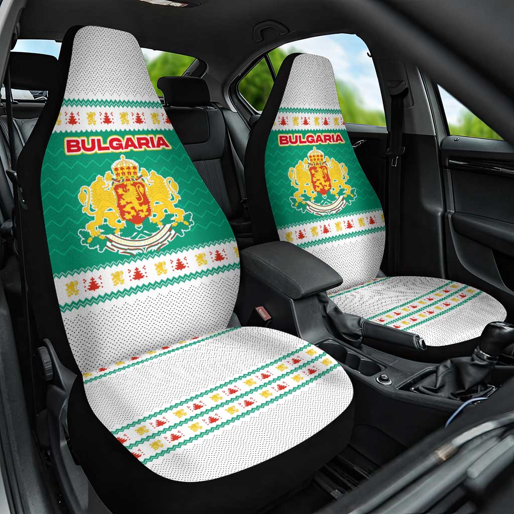 Bulgaria Christmas Car Seat Cover with Green-White Theme, Coat of Arms, and National Flag Motif - Wonder Print Shop