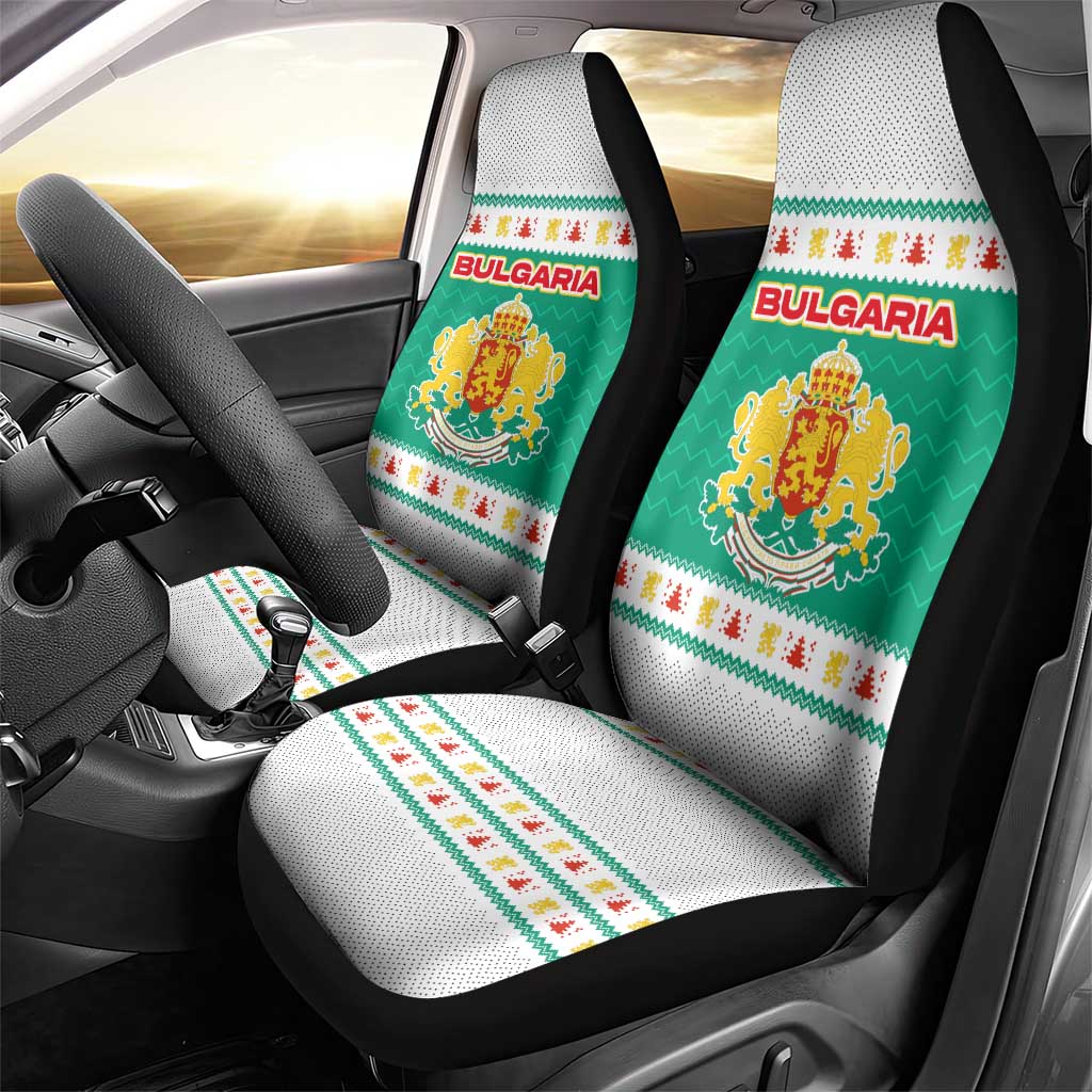 Bulgaria Christmas Car Seat Cover with Green-White Theme, Coat of Arms, and National Flag Motif - Wonder Print Shop
