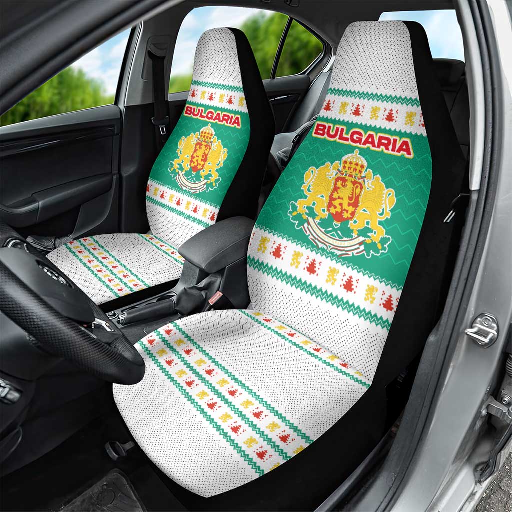 Bulgaria Christmas Car Seat Cover with Green-White Theme, Coat of Arms, and National Flag Motif - Wonder Print Shop