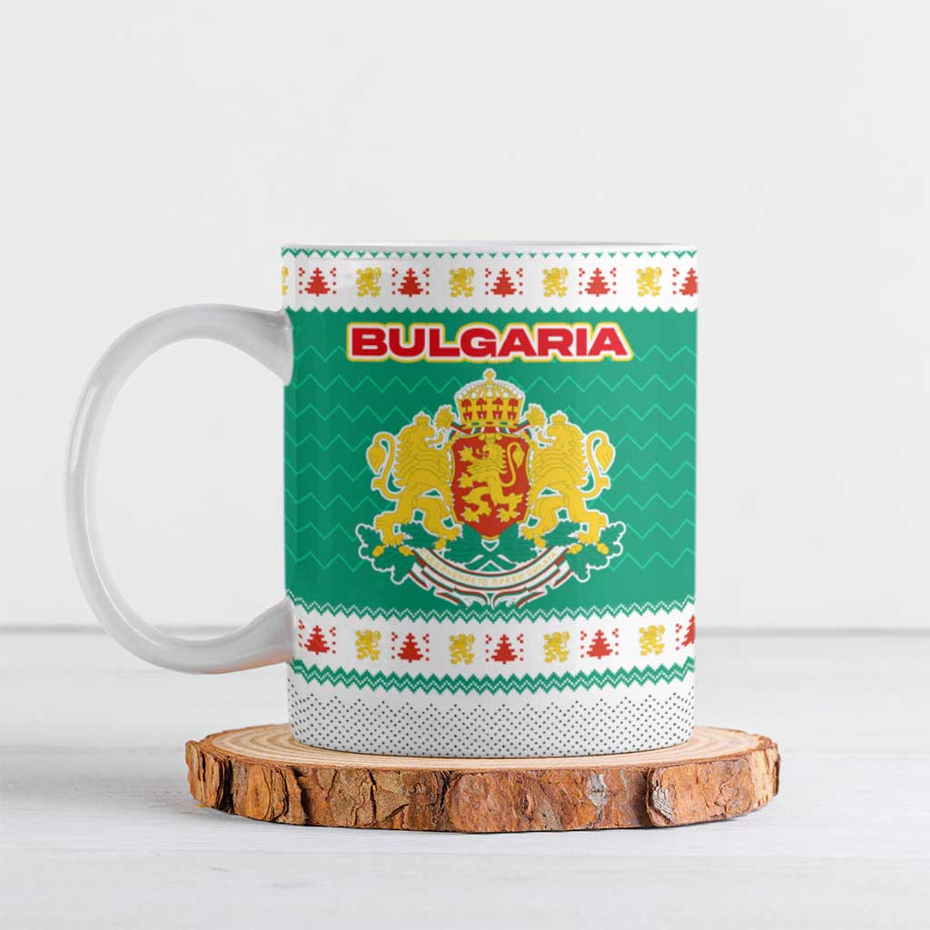 Bulgaria Christmas Ceramic Mug with Green-White Theme, Coat of Arms, and National Flag Motif - Wonder Print Shop