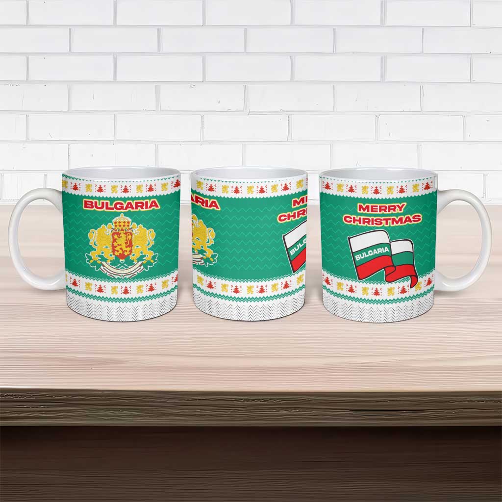 Bulgaria Christmas Ceramic Mug with Green-White Theme, Coat of Arms, and National Flag Motif - Wonder Print Shop