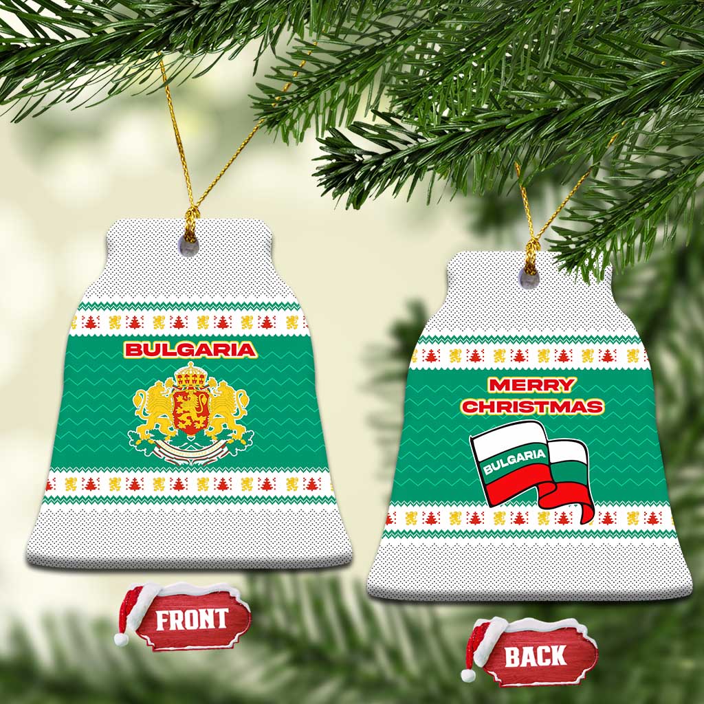 Bulgaria Christmas Ceramic Ornament with Green-White Theme, Coat of Arms, and National Flag Motif - Wonder Print Shop
