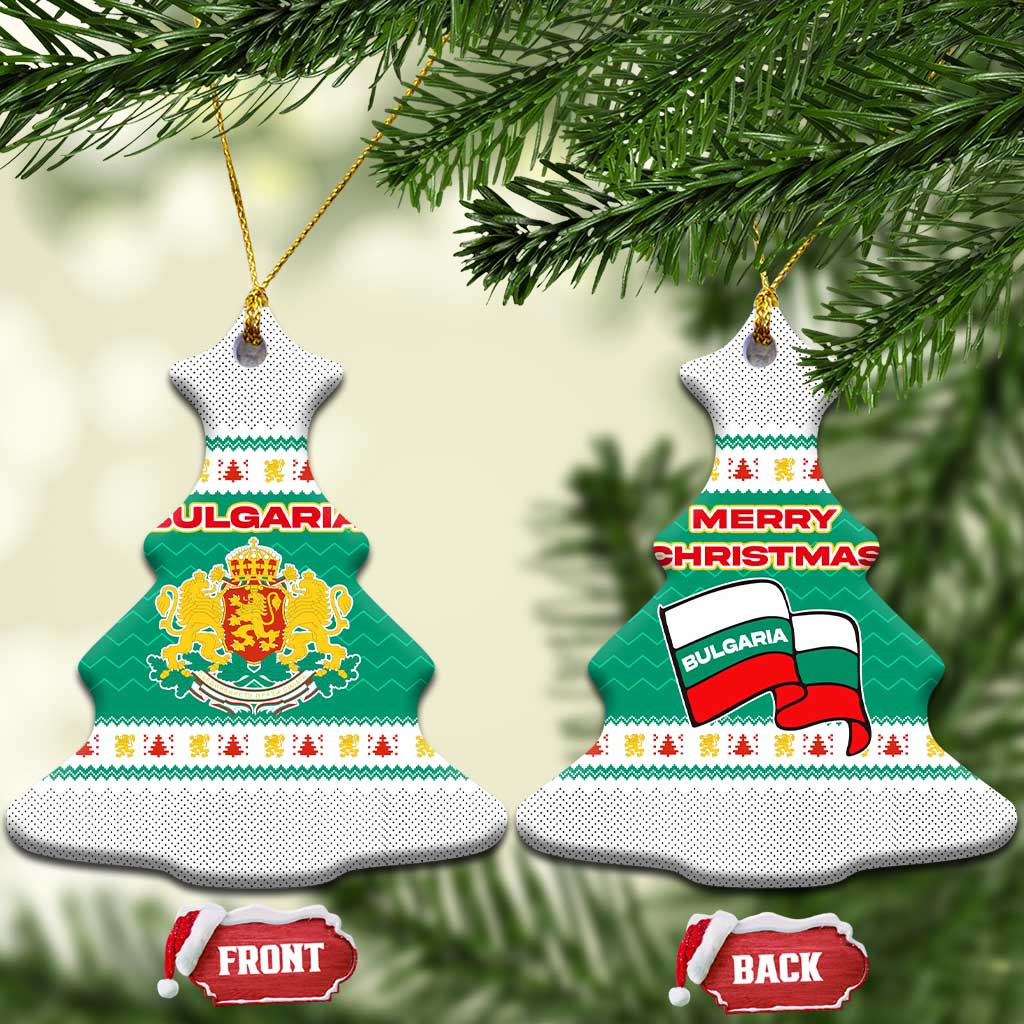Bulgaria Christmas Ceramic Ornament with Green-White Theme, Coat of Arms, and National Flag Motif - Wonder Print Shop