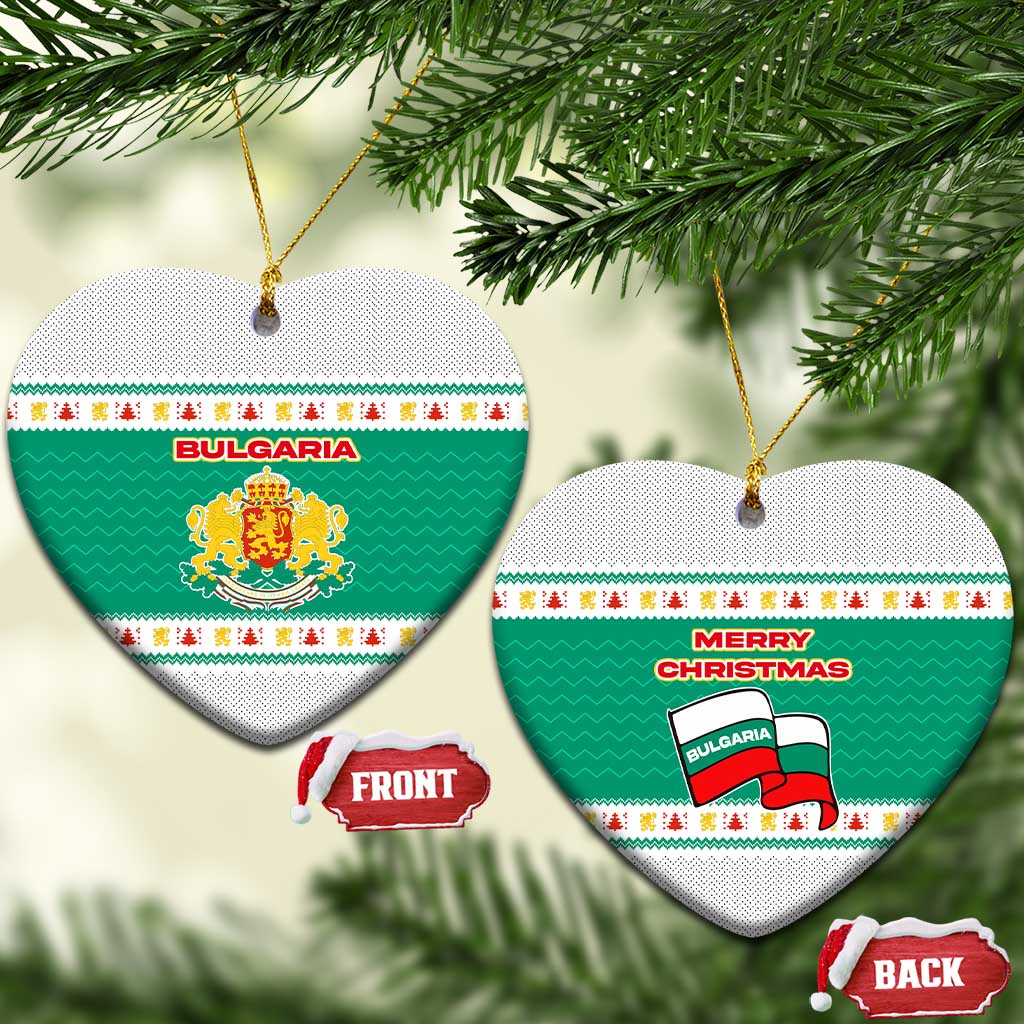 Bulgaria Christmas Ceramic Ornament with Green-White Theme, Coat of Arms, and National Flag Motif - Wonder Print Shop