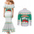 Bulgaria Christmas Couples Matching Mermaid Dress and Long Sleeve Button Shirt with Green-White Theme, Coat of Arms, and National Flag Motif - Wonder Print Shop
