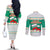 Bulgaria Christmas Couples Matching Off The Shoulder Long Sleeve Dress and Long Sleeve Button Shirt with Green-White Theme, Coat of Arms, and National Flag Motif - Wonder Print Shop